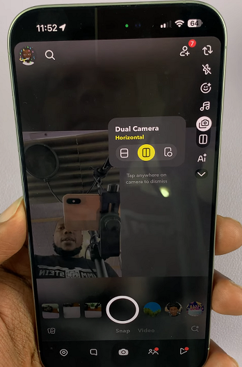 Snapchat Horizontal Dual Camera On iPhone 16