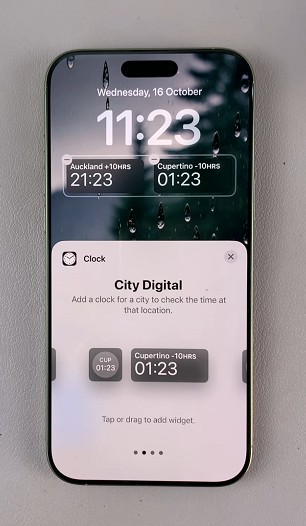 Add Dual Clock Widget On iPhone 16