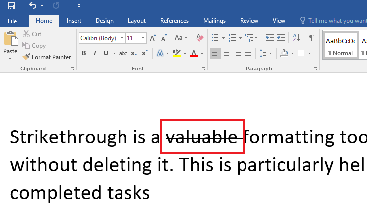 Strikethrough Text in Microsoft Word