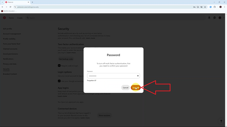 Disable Two Step Authentication On Pinterest