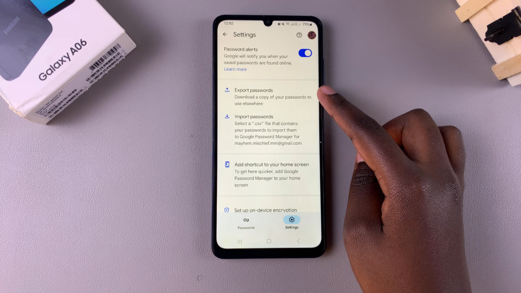 Import & Export Passwords Using Google Password Manager On Samsung Galaxy A06