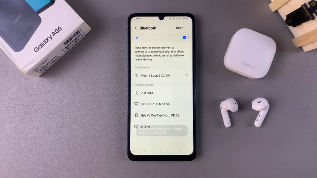 Disconnect & Unpair Bluetooth Earphones From Samsung Galaxy A06