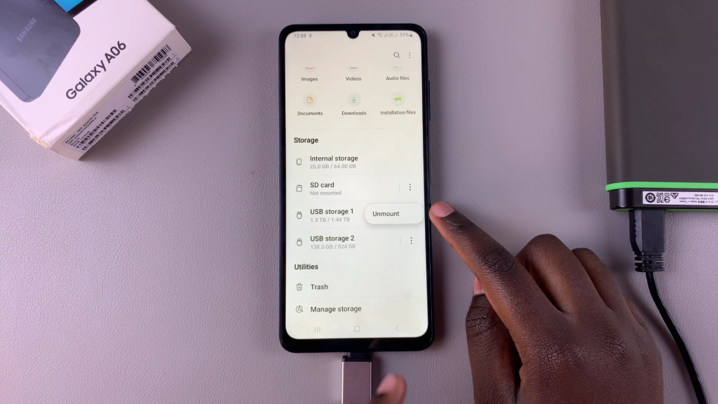 Unmount /Eject External Hard Disk From Samsung Galaxy A06