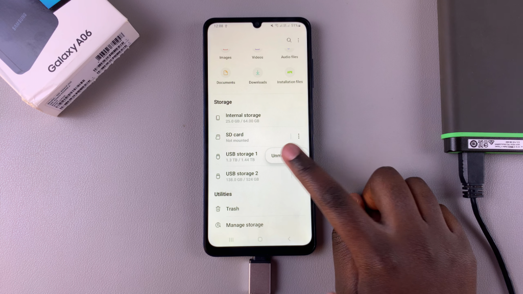 Unmount /Eject External Hard Disk From Samsung Galaxy A06