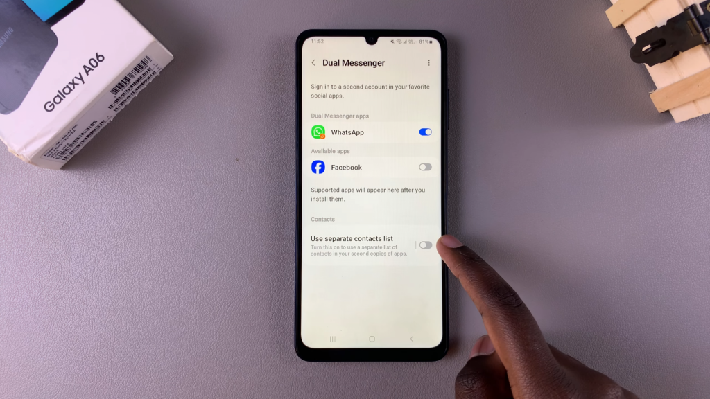 Set Up Two WhatsApp Accounts On Samsung Galaxy A06