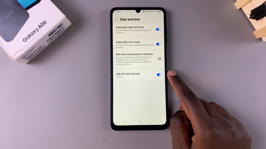 Set Clock To 24-Hour / AM/PM System On Samsung Galaxy A06.