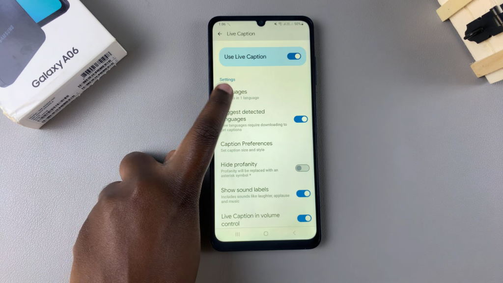 Turn Live Captions On/Off On Samsung Galaxy A06