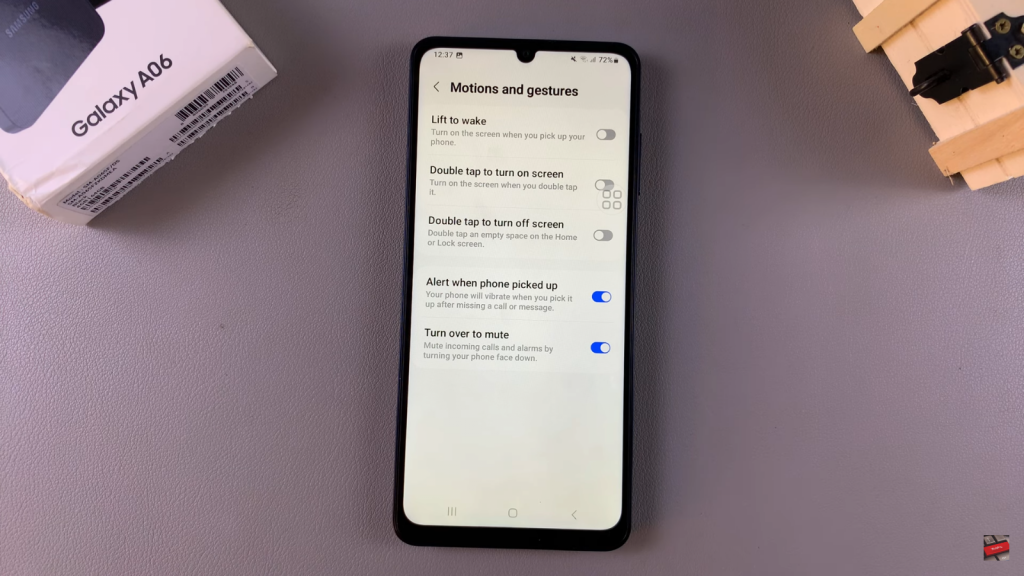 Enable/Disable Alert When Phone Is Picked Up On Samsung Galaxy A06