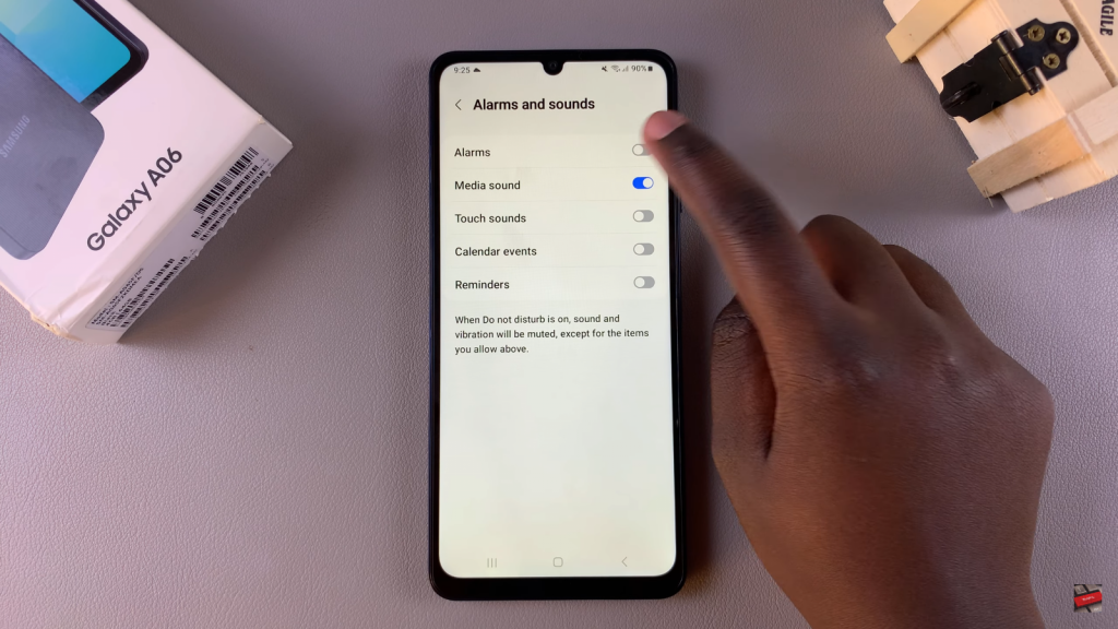 Enable/Disable Alarms In Do No Disturb Mode On Samsung Galaxy A06