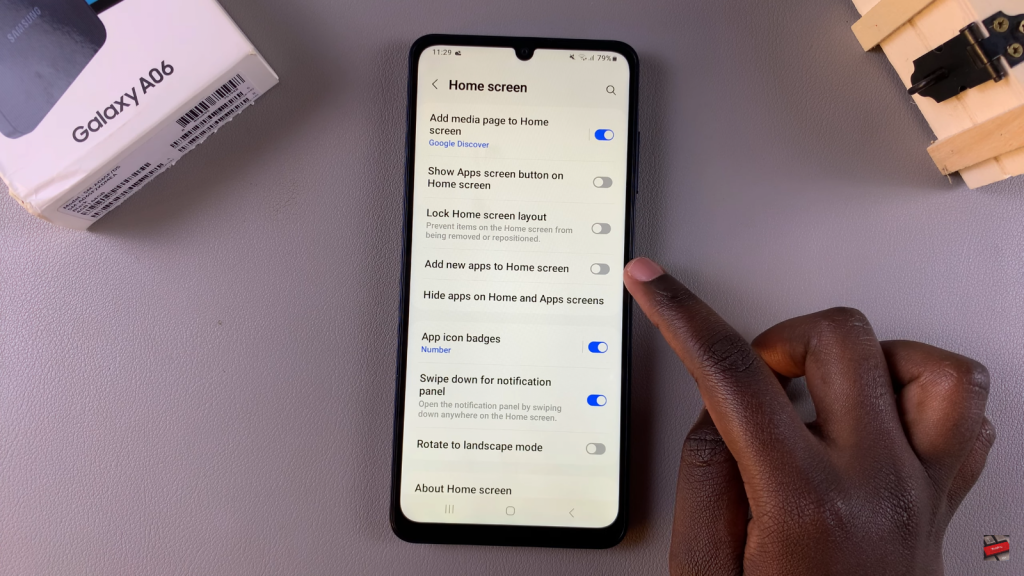 Enable/Disable Add New Apps To Home Screen On Samsung Galaxy A06