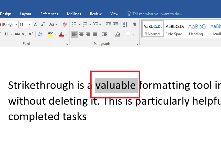 Strikethrough Text in Microsoft Word