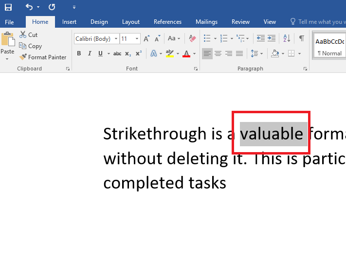 Strikethrough Text in Microsoft Word