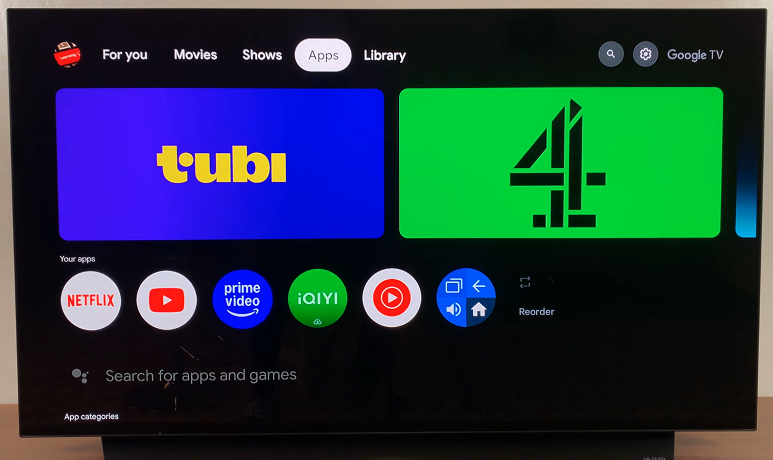 Apps category On Google Tv Streamer