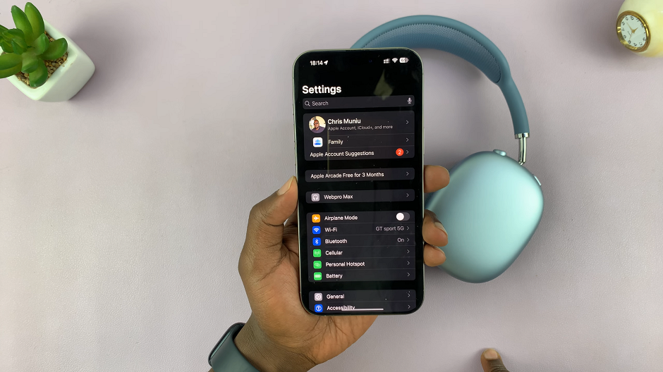 AirPods Max In Settings Menu