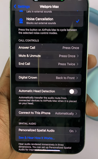 Enable/Disable Automatic Head Detection On AirPods Max