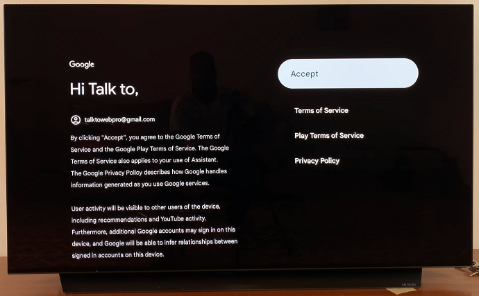 Accept Google Terms of Service On Google TV Streamer