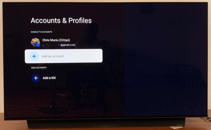 Accounts & profile On Google TV Streamer 