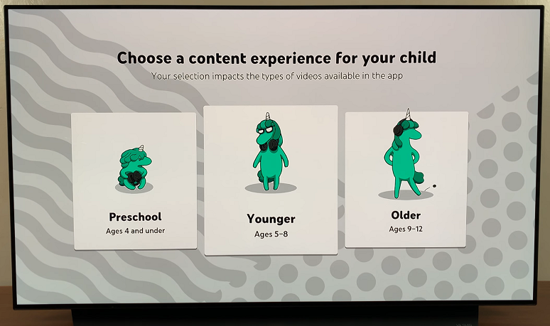 Choose Content Experience For YouTube Kids On Google TV Streamer 4K