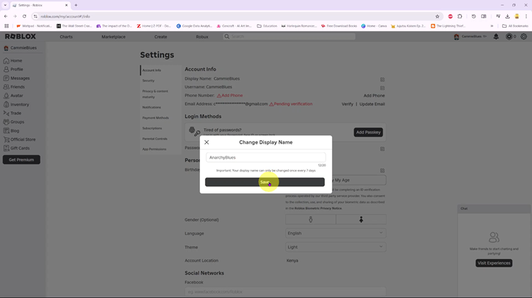 Customize Display Name On Roblox