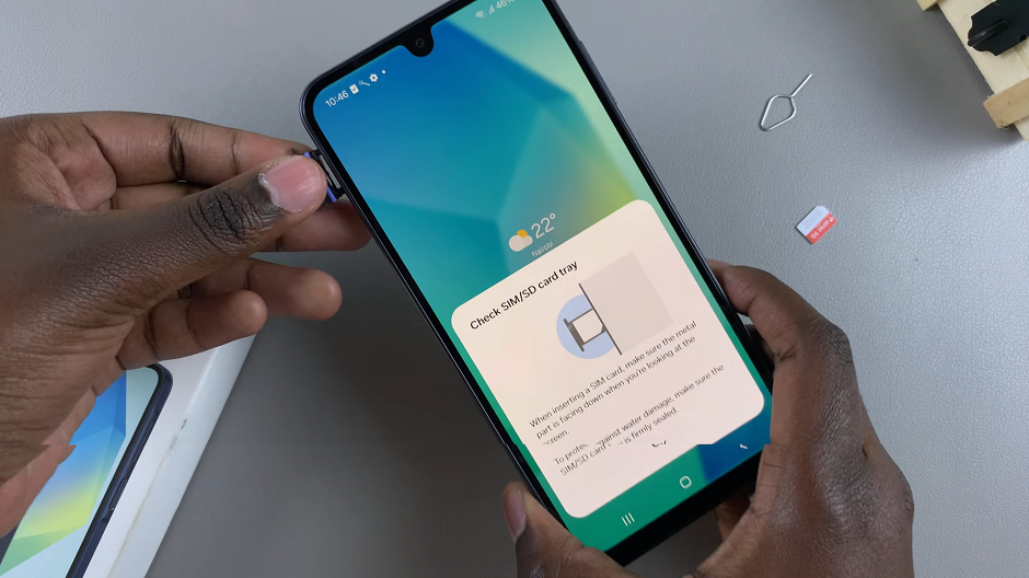 Remove SIM Card Tray On Galaxy A16