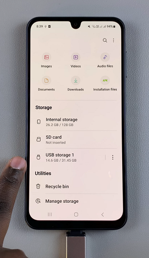 USB Flash Drive Connected On Samsung Galaxy A16