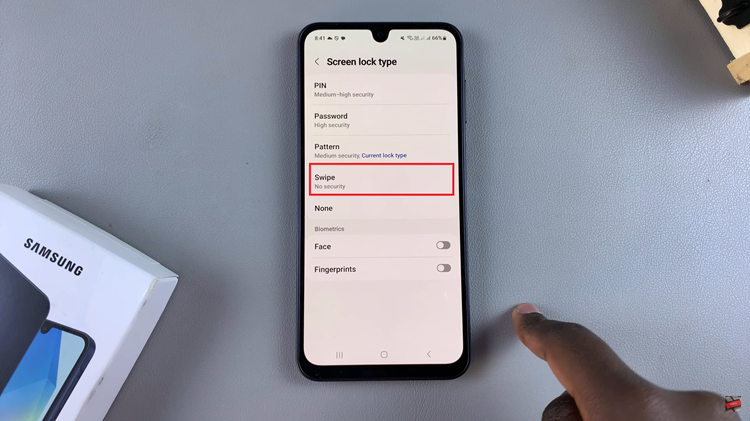 How To Change Screen Lock Type To Swipe On Samsung Galaxy A16