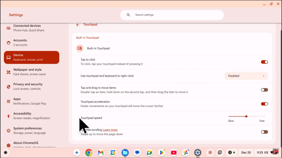 How To Change Touchpad Speed On Chromebook
