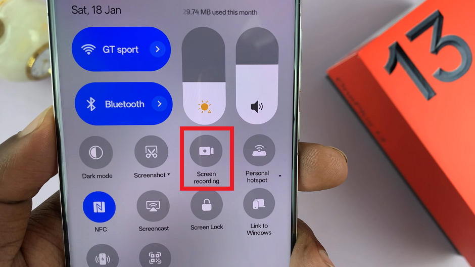 Screen Recording Tile On OnePlus 13