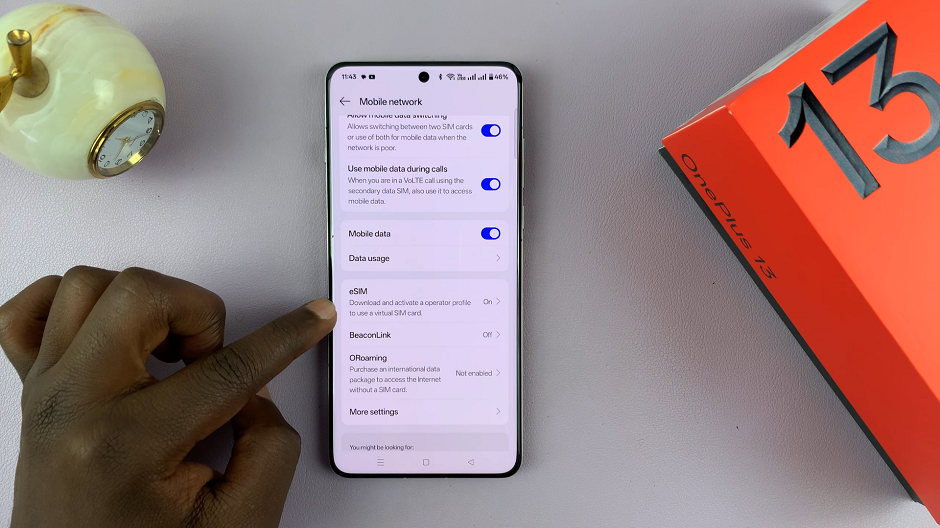 eSIM Settings On OnePlus 13
