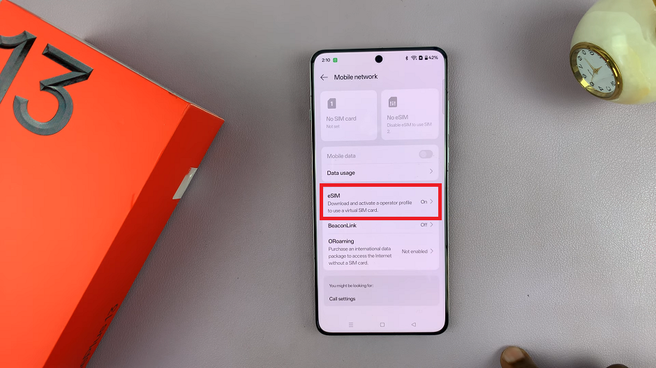 eSIM Settings On OnePlus 13