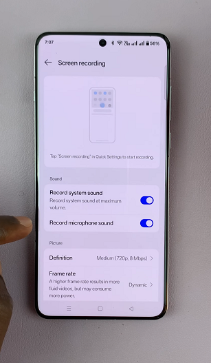 Screen Recording Sound Settings On OnePlus 13