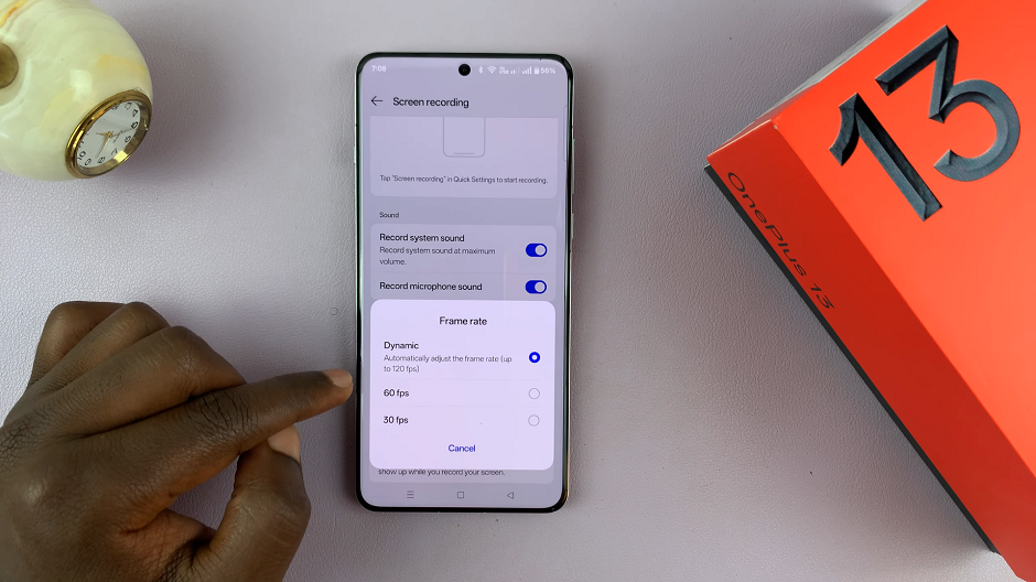 Screen Recording Frame Rate On OnePlus 13