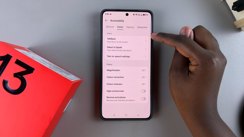 TalkBack On OnePlus 13