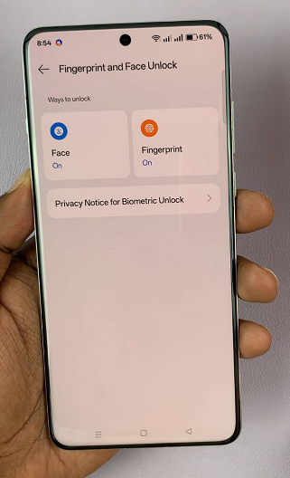 Face Unlock Setting On OnePlus 13