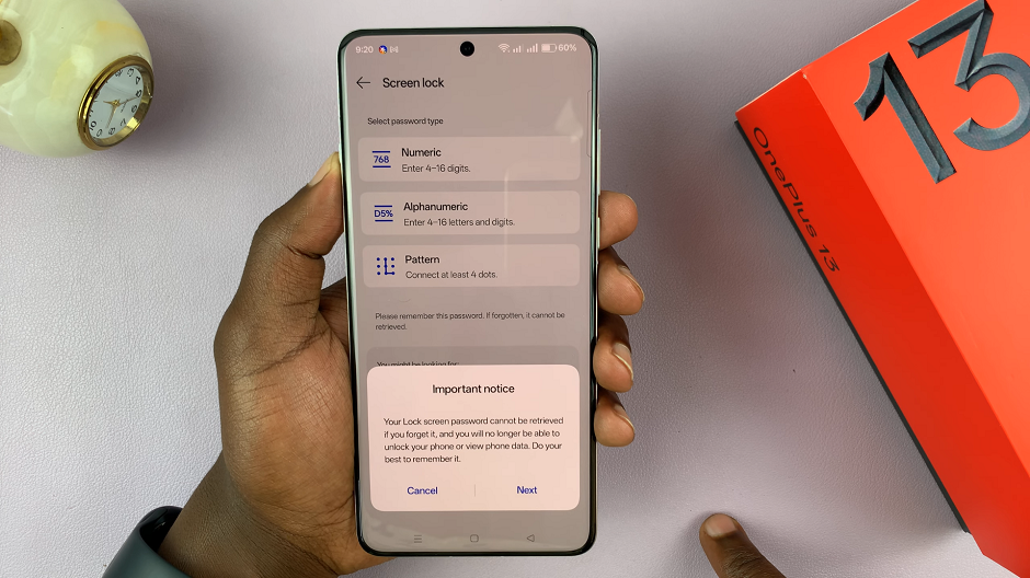 Important Notice For Lock Screen Password On OnePlus 13