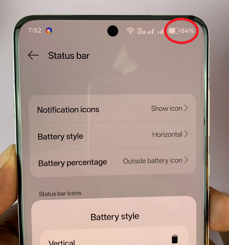 Horizontal Battery Style On OnePlus 13