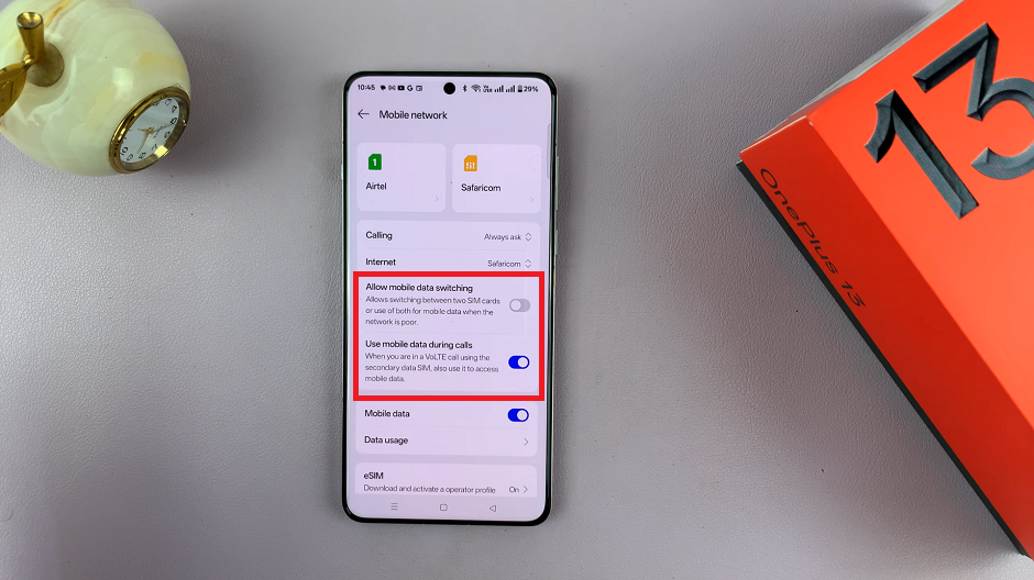 Allow mobile data Switching On OnePlus 13