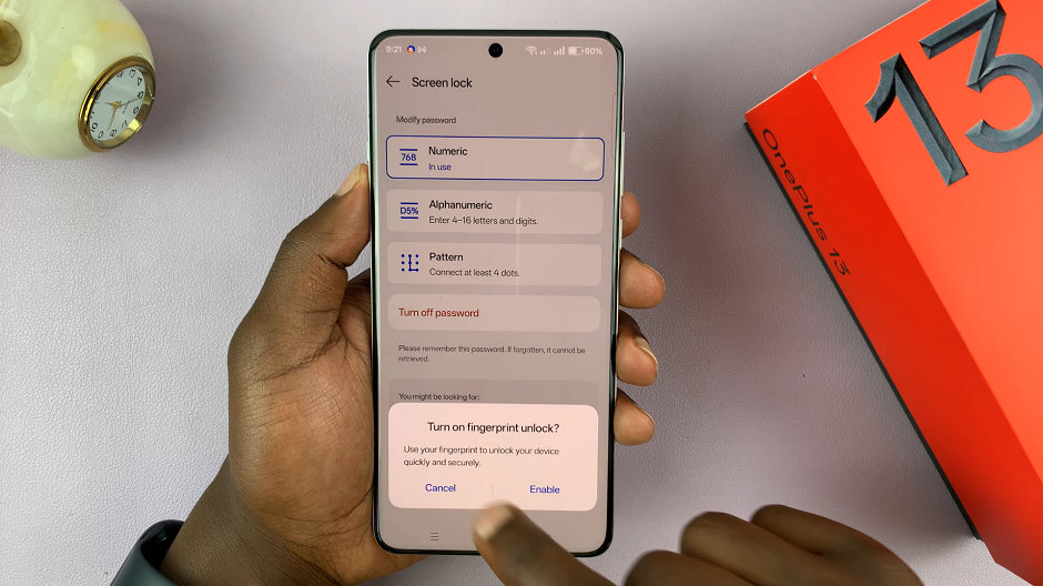 Turn ON Fingerprint Unlock On OnePlus 13