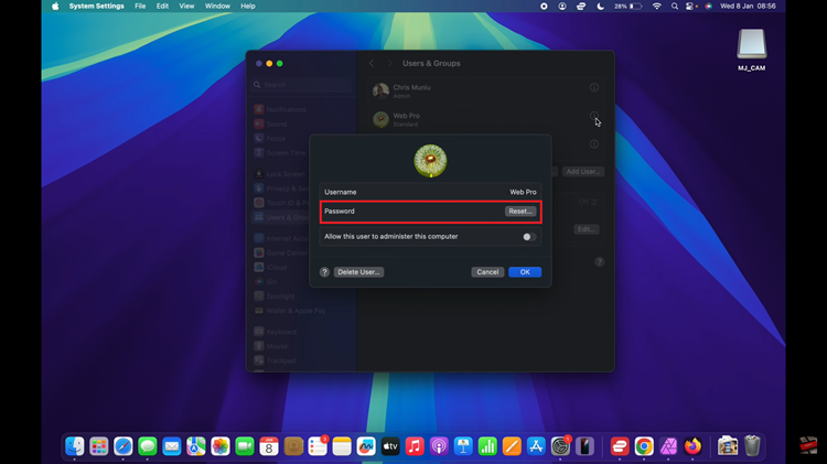 How To Change User Account Password On Mac