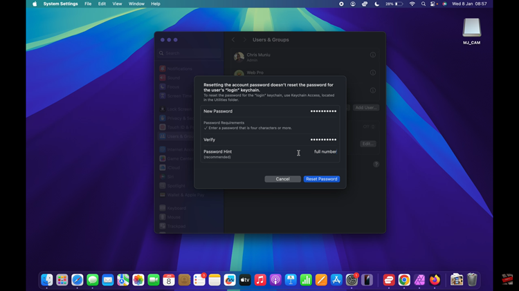 How To Change User Account Password On Mac