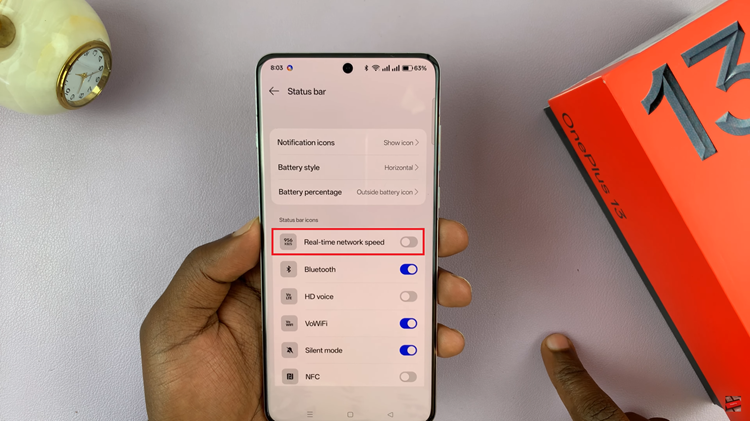 How To Show & Hide Real Time Network Speed In Status Bar Of OnePlus 13