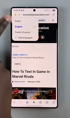 Translate Web Pages On Samsung Galaxy S25