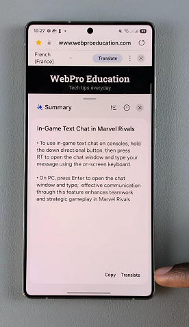 How To Translate Summarized Web Pages On Samsung Galaxy S25
