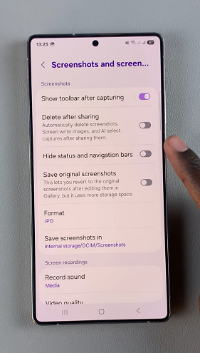 How To Hide Status & Navigation Bars For Screenshots On Galaxy S25