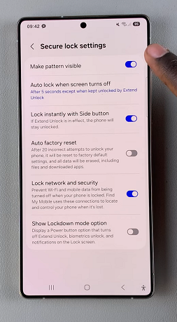 Make Lock Screen Pattern Visible On Galaxy S25