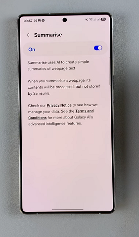 Enable Summarize Web Pages On Galaxy S25