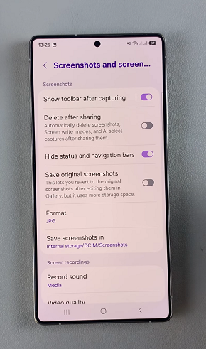 Hide Status & Navigation Bars For Screenshots On Galaxy S25