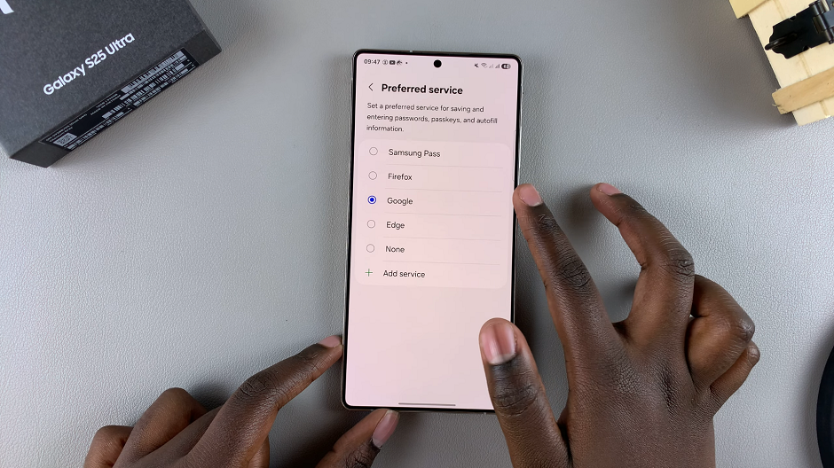 Preferred Password Service On Galaxy S25
