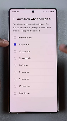 Auto Lock When Screen Turns OFF On Galaxy S25