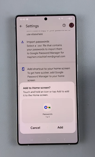 Add Google Password Manager Shortcut To Home Screen On Galaxy S25